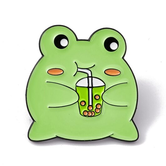 Frog Drinking Boba Tea Pin