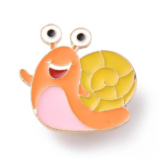 Happy Orange Snail Pin Front