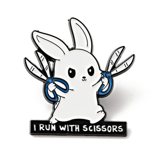 I Run With Scissors Bunny Pin