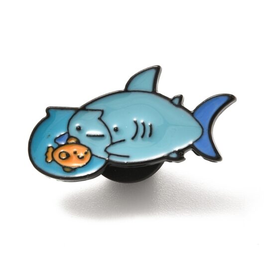 Shark With Pet Goldfish Pin